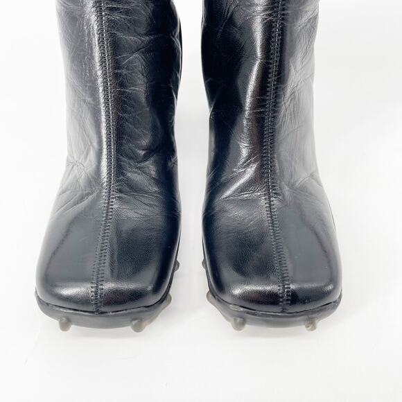 Vintage Miu Miu Black Leather Bubble Sole Square Toe Block Heel Boots IT 37.5 - Picture 6 of 15